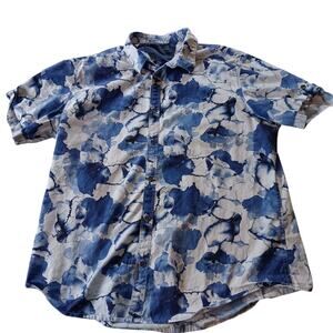 Calvin Klein Lightweight Blue Abstract Floral Print Cotton Shirt‎ Large.